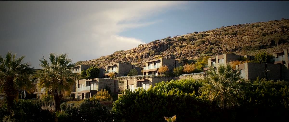Villa exterior at golden hour